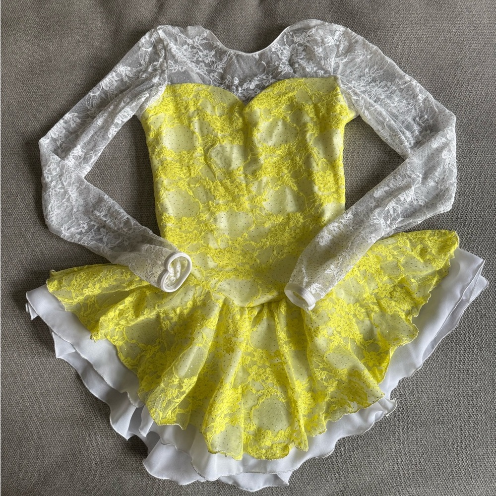 JERRY’s FigureSkating Dress Sun Yellow and White Lace